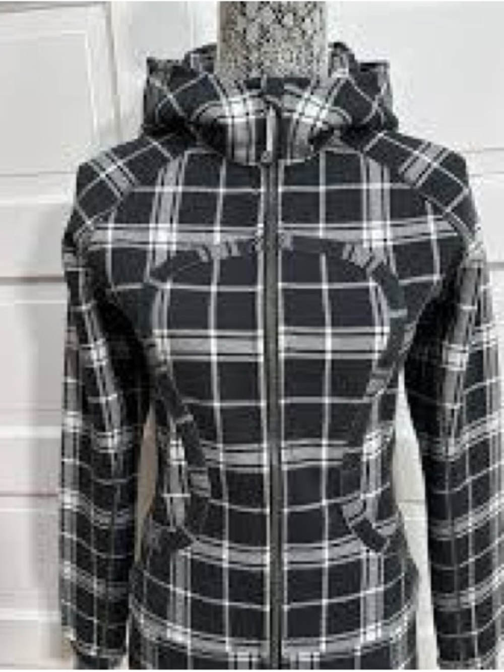 lululemon athletica Black & White Plaid Hooded Zip Jacket